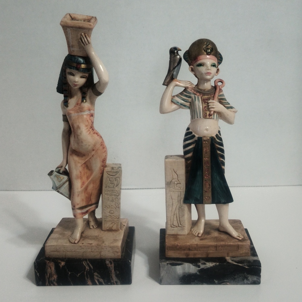 Simonetti Depose Italy Egyptian Pharoah King Tut & Servant Girl Figurines Set
